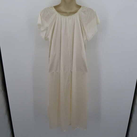 Miss Elaine Women Small Ivory Lace Trim Nightgown Dress Vintage Union Made USA - Picture 5 of 11